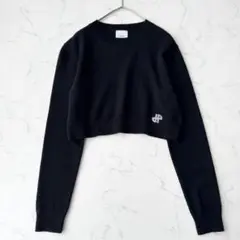 PATOU パトゥ　ウール&カシミヤ　クロップド丈ニットセーター　黒 2025年最新】patou ニットの人気アイテム - メルカリ