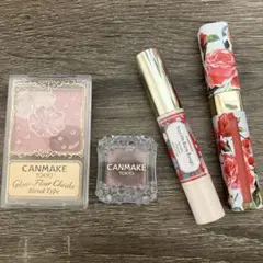 CANMAKEチーク、単色アイシャドウ、リップ4点