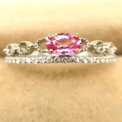 清楚なパパラチア0.519ctダイヤモンド0.32ct♡ピンクゴールドリング 