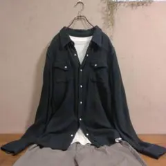 厚手仕様【REMI RELIEF】BEAMS別注 チェックシャツ ネイビー×黒