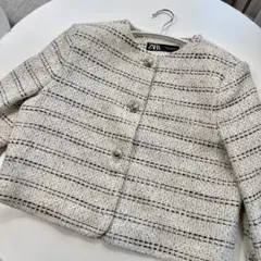 ZARA テーラードジャケット ホワイト/ブラック