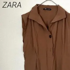 ZARA オールインワン シャツ パンツ ノースリーブ シンプル ポケット付きのサムネイル