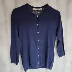 ザラ　ネイビー レースバック カーディガン　SP2-18