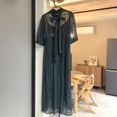 Dorry Doll インナー付きバックリボンレースドレス ダークグリーン
