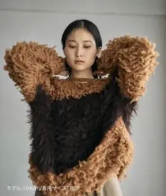 【新品】リプシムLEPSIM ニット セーター 3ゲージアシメコンビプルオーバー