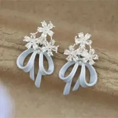 SHEIN シーイン リボン 花 ピアス