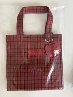 familiar ファミリア トートバッグ チェック 赤 (小) ハンドルカバー familiar ファミリア トートバッグ 赤チェック 小 ハンドルカバー付き