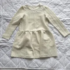 美品KUMIKYOKU 組曲 120 ワンピース 白 リボン 長袖 Kids