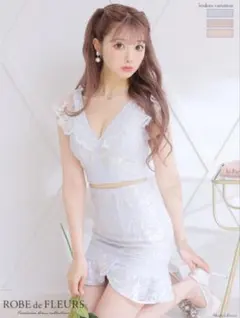 わ*ん様 ROBEdeFLEURSビジューラメシフォンリボンセットアップミニキャ
