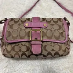 希少色　COACH ショルダーバッグ　ソーホー　キャンバス　スエード　　ピンク
