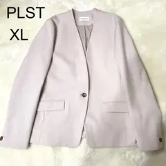 PLST プラステ ブラッシュドバックカラーレスジャケット ベージュ XL
