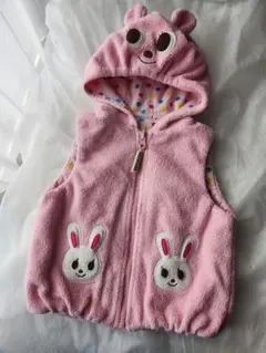 美品　ミキハウス　うさこちゃん　なりきりフードベスト　100cm ピンク