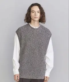 BEAUTY&YOUTH クリスプ アゼ フォルム クルーネック ニットベスト
