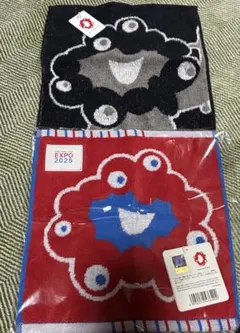 c*e様 黒ミャクミャク　タオルハンカチ　2枚セット　フェイス　万博　expo2