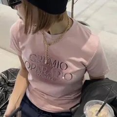 SHAGGIE ラメプリントクルーネックTEEシャツ ピンクのサムネイル