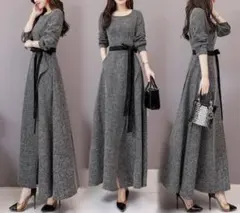 フォーマルワンピース 長袖 ロング 結婚式 パーティドレス お呼ばれ 3L 秋冬