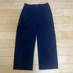 PLST ネイビー ワイドパンツ プリーツ入り