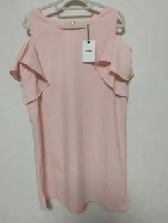 ☆未使用タグ付きGRL☆オフショルダー チュニック フリル ピンク M