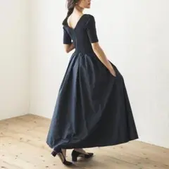 regleam リグリーム　バックオープンマキシワンピース　ネイビー