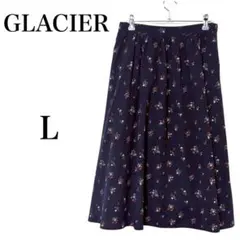 【グラシア】 フレアスカート プリーツ 総柄 花柄 L