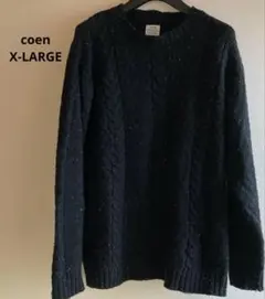 【coen】ケーブルニットセーター ブラック X-LARGEのサムネイル