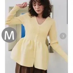 美品✨ティティベイト 前後2wayペプラムニットトップス イエロー 黄色 M