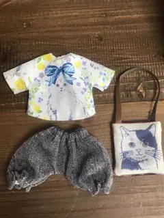 ③ ブライス リカちゃん　アウトフィット 洋服 パンツ　猫バッグ　猫シャツ