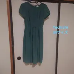 グリーン 半袖 ワンピース プリーツ 入学式にも