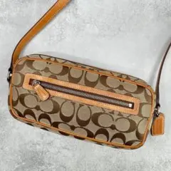 良品✨コーチ ショルダーバッグ キャンバス×レザー シグネチャー 斜め掛け