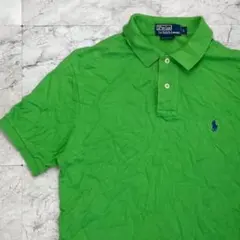 ポロバイラルフローレン　ポロシャツ　グリーン　メンズ　L　刺繍ロゴ　半袖