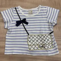 petit main プティマイン ボーダーTシャツ ポシェット風 80cmのサムネイル