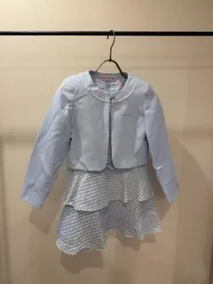 水色ドット柄ジャケット付きドレス