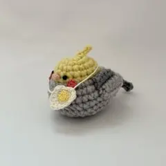 オカメインコ　目玉焼きポシェット　あみぐるみ