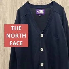 【美品】THE NORTH FACE 高級Vネックカーディガン 刺繍ロゴ古着 M