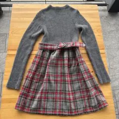 TU グレー チェック柄 ワンピース