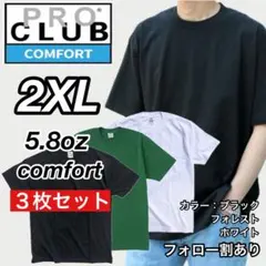 新品未使用 プロクラブ コンフォート 無地 半袖Tシャツ 黒緑白3枚 2XL