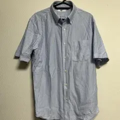 青と白のストライプ ボタンダウンシャツ Lサイズ