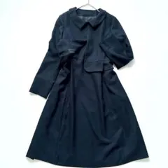 【美品】ツイードジャケット+ワンピース一体型 セレモニースーツ ドッキング 濃紺