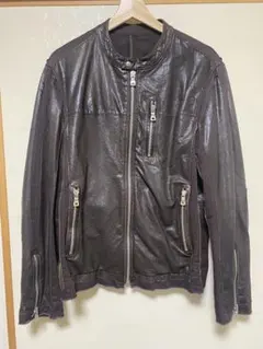 メンズ レザージャケット ライダース ダークブラウン