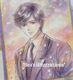 ◆桜~夕景◆手描きイラスト