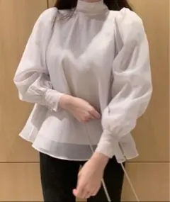 SNIDEL オーガンジーシースルーバックリボンブラウス