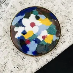 ブローチ ビンテージブローチ　花柄 カラフル 円形 ビンテージ
