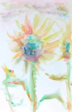 テクスチャーアート アクリル画 現代アート 花の絵 ひまわり 原画 #119