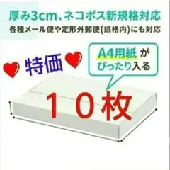 ◈402 白 NEWネコポス 厚さ3cm に最適なA4ダンボール箱 １０枚セットのサムネイル