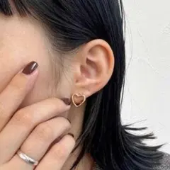 オープン ハート フープピアス ゴールド つけっぱなし キャッチレス S925のサムネイル