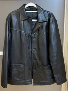 【雰囲気◎/ビッグサイズ】AVIREX 羊革 レザー カーコート ブラウン XL AVIREX(アヴィレックス) / レザージャケット・ブルゾン/XS