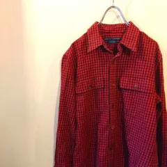 ラルフローレン　チェックシャツ　ギンガムチェック　エルボーパッチ　赤