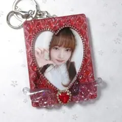 赤 キルティング 天使 羽 トレカ ケース デコ トレカキーホルダー レジン