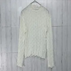 GRL グレイル　総レースハイネック長袖トップス　オフホワイト【M】　透け感あり