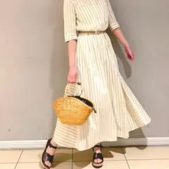 C191 BABYLONE ストライプワンピース イエローのサムネイル